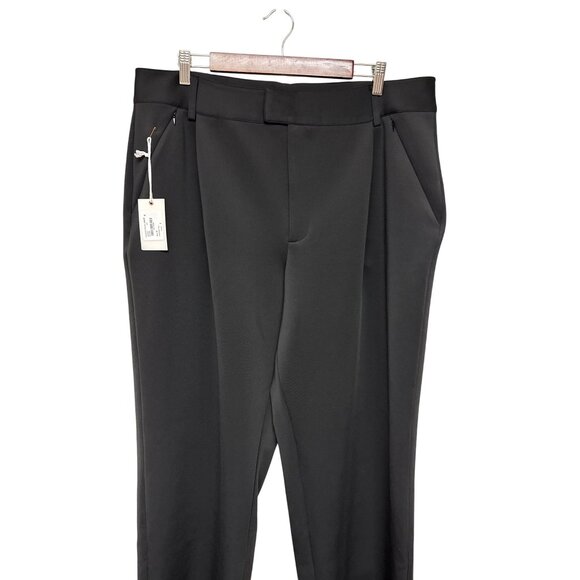 NWT Good American Women's Pants Scuba Knit Black Trouser Zip Pockets Size 16 - Picture 4 of 13